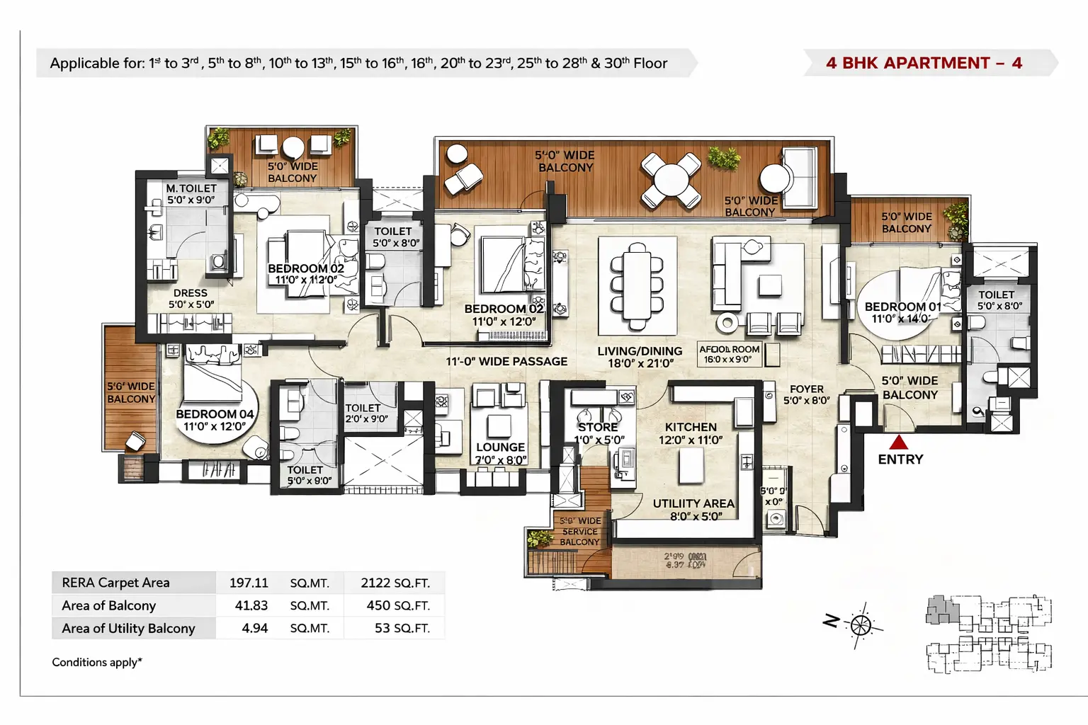 Kalpataru Vista 4 BHK apartment floor plan