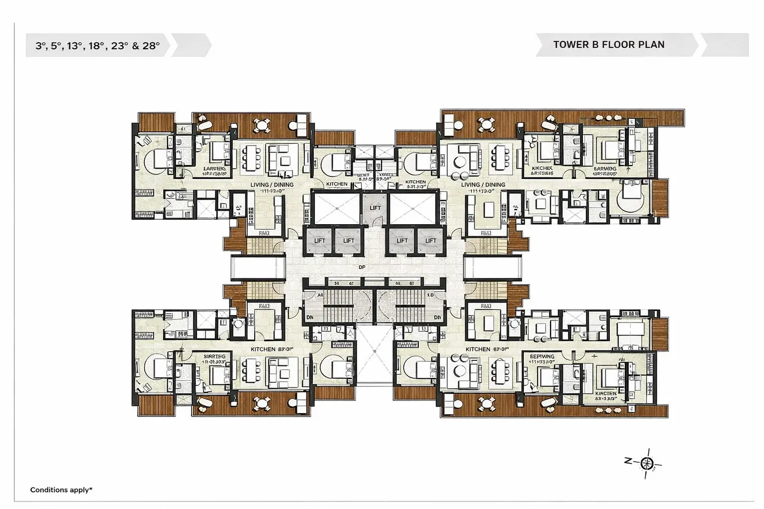 Kalpataru Vista Tower B typical floor plan